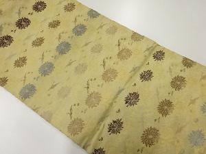 アンティーク　菊に鶴模様織出し名古屋帯（材料）